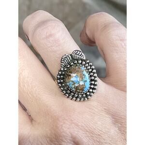 Sterling Silver Southwestern Style Golden Hills Turquoise Ring Size 7 For Women